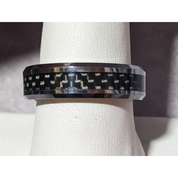 JSFG Tungsten Carbide Fiber Inlay Men's Wedding Ring 6mm Size 9 - Picture 8 of 13